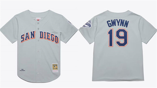 Men's San Diego Padres #19 Tony Gwynn Gray 1969-99 Stitched Baseball Jersey